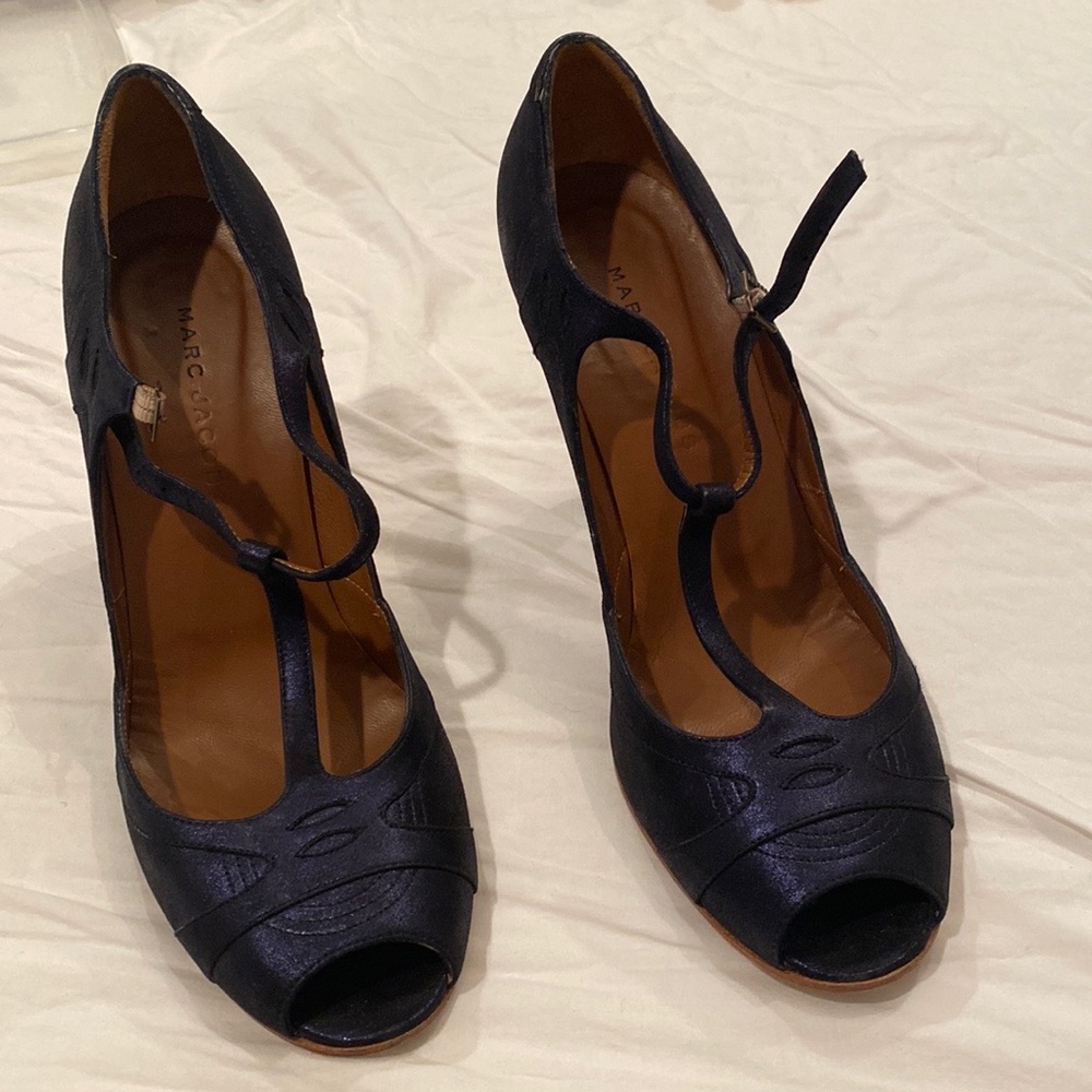 MARC JACOBS Blue Leather shoes T strap heels